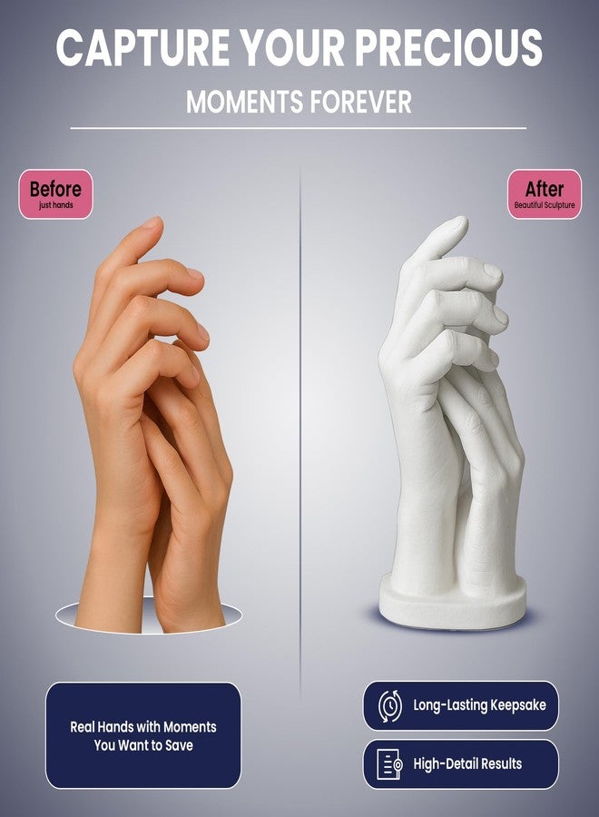 2GM Hand Casting Kit for Couple 3D Design Used for Gifting/Valentine's Day/Anniversary & Birthday Gift to Your Loved Ones, Easy to Use and Molding/Casting Adult Hands (Pack of 1) - Image 4